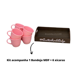 Cantinho do Café Bandeja com 6 Xicaras em Acrilico Rosa Chá Kit Conjunto Jogo - comprar online