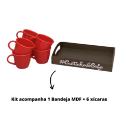 Cantinho do Café Bandeja com 6 Xicaras em Acrilico Vermelho Chá Kit Conjunto Jogo - Lojas de Panelas | Alumdill