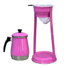 Mancebo Pop com Bule Mariquinha Coador De Café Retro Em Alumínio Suporte Rosa Pink - loja online