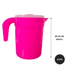 Imagem do Jarra de Suco Para Agua Redonda de Plastico Redonda 4 Litros com Tampa Rosa Neon