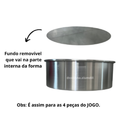 Imagem do Jogo Kit Conjunto 4 Formas Assadeira Bolo Torta Redonda Fundo Falso Removivel de Aluminio