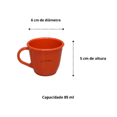 Suporte Mancebo Cantinho do Café Cabideiro Pedestal Kit Conjunto Madeira Jogo com 6 Xícaras em Acrilico Plastico Laranja na internet