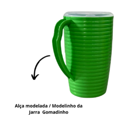 Kit Jogo Conjunto Jarra de Suco Para Agua Redonda de Plastico + 4 Copos 2 Litros Verde Lima na internet