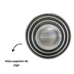 Jogo Kit Conjunto 4 Formas Assadeira Bolo Torta Redonda Fundo Falso Removivel de Aluminio