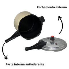 Panela de pressão Tampa Fechamento Externo 7 litros Creme Antiaderente Teflon