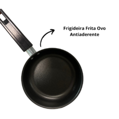 Frigideira Para 1 Ovo Frita Ovo Alumínio Antiaderente Teflon 13 Cm Azul com Preto Cabo de Baquelite