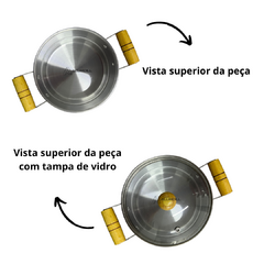 Jogo de Panela Conjunto Kit Cacarola Reforçado com 5 unidades Alça de Madeira com Tampa de Vidro Preto Craqueado - comprar online