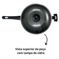 Frigideira Panela Grande Wok Antiaderente 28 Cm Grande Com Tampa De Vidro Rosa Liso - Lojas de Panelas | Alumdill