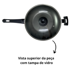 Frigideira Panela Grande Wok Antiaderente 28 Cm Grande Com Tampa De Vidro Vermelho Pintinha - loja online