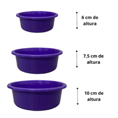 Jogo de Bacia 3 Peças Plastico Redonda Multiuso Roxo Canelada - comprar online