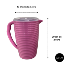 Kit Jogo Conjunto Jarra de Suco Para Agua Redonda de Plastico + 4 Copos 2 Litros Rosa - comprar online