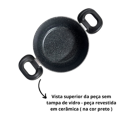 Jogo de Panelas 5 Peças Grafite com Ceramica Alumínio Reforçado Alça de Baquelite com Tampa de Vidro Kit - comprar online