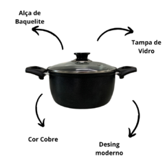 Conjunto Kit Jogo de Panelas 4 Peças Talisma Preto com Ceramica Antiaderente Preta Alumínio Reforçado Alça de Baquelite - Lojas de Panelas | Alumdill