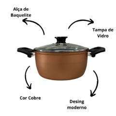 Imagem do Conjunto Kit Jogo de Panelas 4 Peças Talisma Cobre com Ceramica Antiaderente Preta Alumínio Reforçado Alça de Baquelite