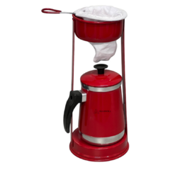 Imagem do Mancebo Pop com Bule Mariquinha Coador De Café Retro Em Alumínio Suporte Vermelho Pintinha