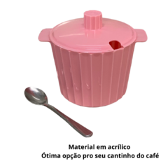 Açucareiro com Tampa e Colher Porta Açucar em Plastico Acrilico Rosa na internet