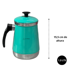 Mancebo Pop com Bule Mariquinha Coador De Café Retro Em Alumínio Suporte Verde Escuro Pintinha