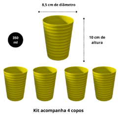 Kit Jogo Conjunto Jarra de Suco Para Agua Redonda de Plastico + 4 Copos 2 Litros Amarelo na internet