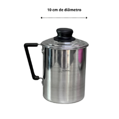 Filtro Caneco de Oléo Peneira de Cozinha em Alumínio com Coador Ralo 1 Litro Polido<br>Copo com Filtro - comprar online