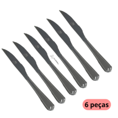 Kit com 6 Facas Talher em Aço Inox Grande Sopa Bar Buffet Faqueiro Cozinha Utensilios