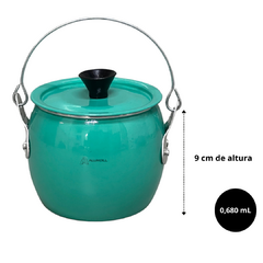 Caldeirão Bojudo Feijão Pequeno de Alumínio com Tampa n° 10 0,600 ml Mini Miniatura Verde - comprar online