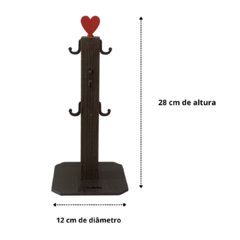 Suporte Mancebo Cantinho do Café Cabideiro Pedestal Kit Conjunto Madeira Jogo com 6 Xícaras em Acrilico Plastico Vermelh - Lojas de Panelas | Alumdill