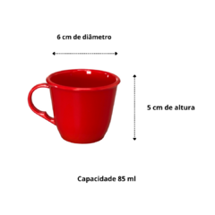 Cantinho do Café Bandeja com 6 Xicaras em Acrilico Vermelho Chá Kit Conjunto Jogo