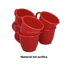 Cantinho do Café Caixa com 6 Xicaras em Acrilico Vermelho Chá Kit Conjunto Jogo - Lojas de Panelas | Alumdill