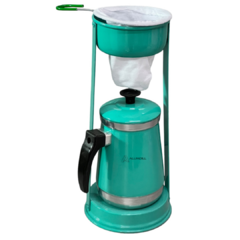 Imagem do Mancebo Pop com Bule Mariquinha Coador De Café Retro Em Alumínio Suporte Verde Escuro Pintinha