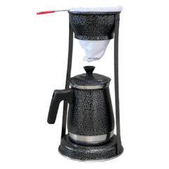 Mancebo Pop com Bule Mariquinha Coador De Café Retro Em Alumínio Suporte Preto Craqueado