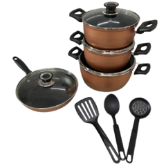 Conjunto Kit Jogo de Panelas 4 Peças Talisma Cobre com Ceramica Antiaderente Preta Alumínio Reforçado Alça de Baquelite - comprar online