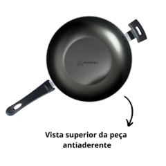 Frigideira Panela Grande Wok Antiaderente 28 Cm Grande Com Tampa De Vidro Vermelho Pintinha na internet