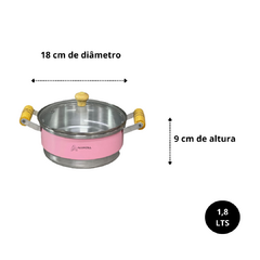 Jogo de Panela Conjunto Kit Cacarola Reforçado com 5 unidades Alça de Madeira com Tampa de Vidro Rosa Liso - Lojas de Panelas | Alumdill