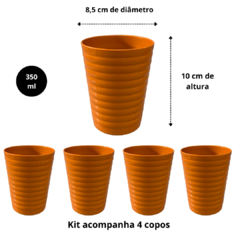 Kit Jogo Conjunto Jarra de Suco Para Agua Redonda de Plastico + 4 Copos 2 Litros Laranja - loja online