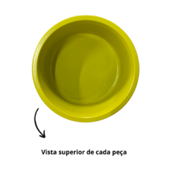 Jogo de Bacia 3 Peças Plastico Redonda Multiuso Amarelo Canelada