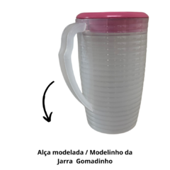 Jarra de Suco Para Agua Redonda de Plastico Transparente 2 Litros com Tampa Rosa - comprar online