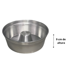 Forma de Bolo Pudim Quidim Pao Redonda Assadeira Grande Para Padaria 26 cm Aluminio Polido com Cone Furo Tubo - comprar online