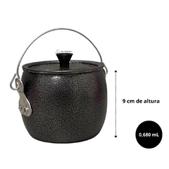 Caldeirão Bojudo Feijão Pequeno de Alumínio com Tampa n° 10 0,600 ml Mini Miniatura Preto Craqueado - comprar online