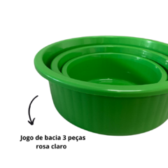 Jogo de Bacia 3 Peças Plastico Redonda Multiuso Verde Lima Canelada - comprar online