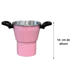 Mini Cuscuzeiro Panela Para Cuscuz Pequeno Individual Nordestino Nº12 em alumínio Rosa Claro Liso Bebê na internet