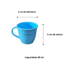 Suporte Mancebo Cantinho do Café Cabideiro Pedestal Kit Conjunto Madeira Jogo com 6 Xícaras em Acrilico Plastico Azul - comprar online