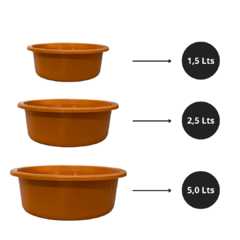 Imagem do Jogo de Bacia 3 Peças Plastico Redonda Multiuso Laranja Canelada