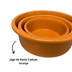 Jogo de Bacia 3 Peças Plastico Redonda Multiuso Laranja Canelada - comprar online