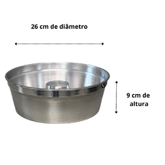 Forma de Bolo Pudim Quidim Pao Redonda Assadeira Grande Para Padaria 26 cm Aluminio Polido com Cone Furo Tubo - comprar online