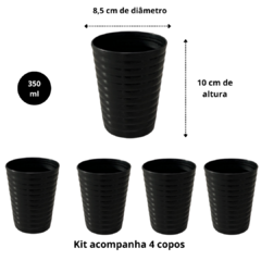 Kit Jogo Conjunto Jarra de Suco Para Agua Redonda de Plastico + 4 Copos 2 Litros Preta - loja online