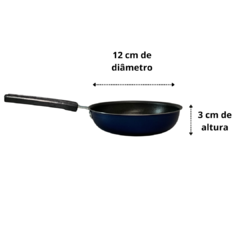 Frigideira Para 1 Ovo Frita Ovo Alumínio Antiaderente Teflon 13 Cm Azul com Preto Cabo de Baquelite na internet