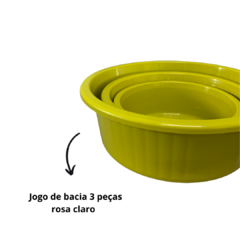 Jogo de Bacia 3 Peças Plastico Redonda Multiuso Amarelo Canelada - comprar online