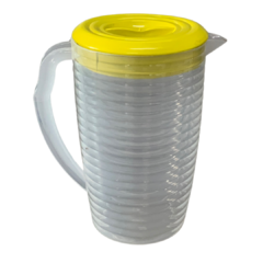 Jarra de Suco Para Agua Redonda de Plastico Transparente 2 Litros com Tampa Amarelo