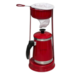 Mancebo Pop com Bule Mariquinha Coador De Café Retro Em Alumínio Suporte Vermelho Pintinha - loja online