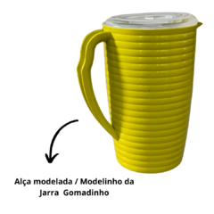 Kit Jogo Conjunto Jarra de Suco Para Agua Redonda de Plastico + 4 Copos 2 Litros Amarelo - loja online